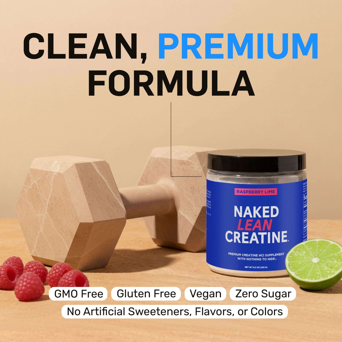 Raspberry Lime Creatine HCl Powder - Raspberry Lime for Flexible Active-Nutrition Use