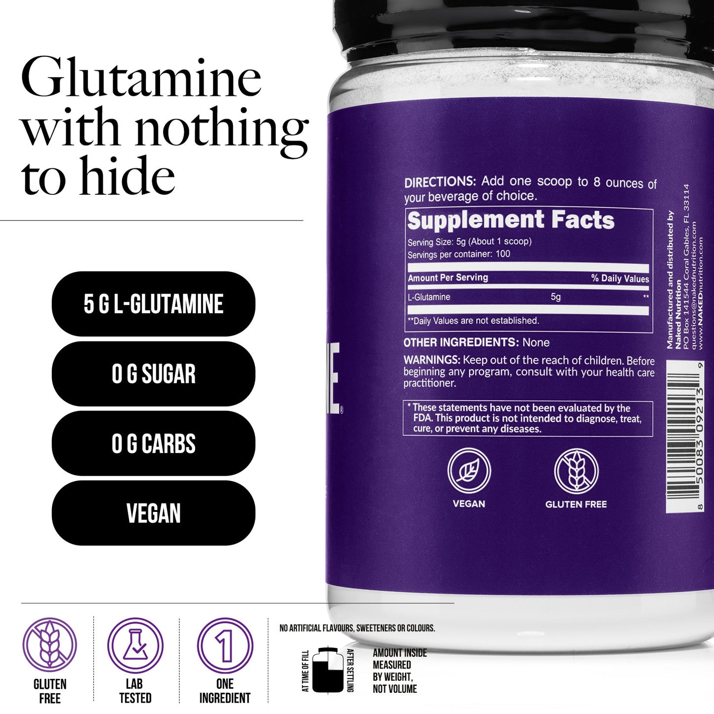 Glutamine Powder - 1.1LB for Flexible Active-Nutrition Use