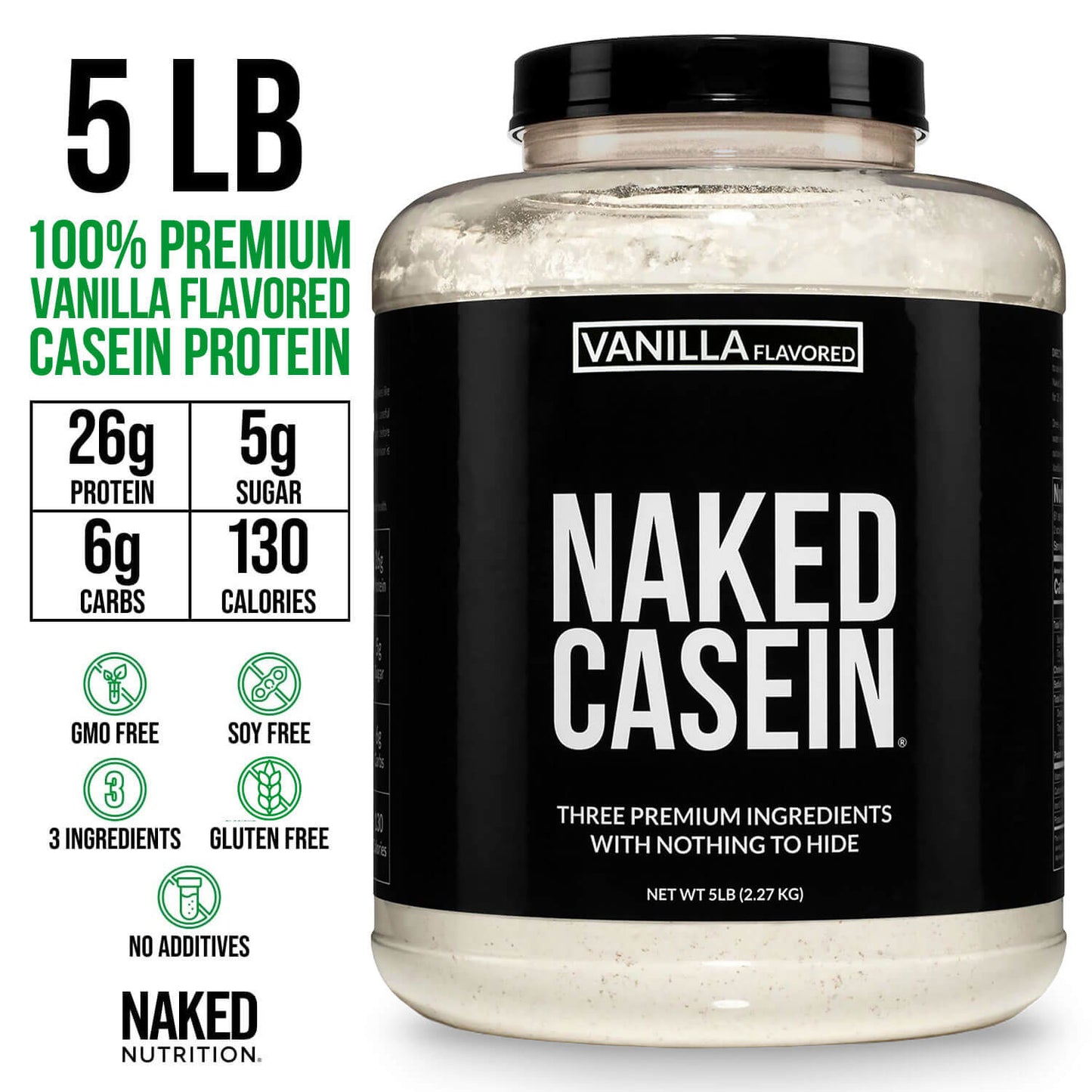 Vanilla Casein Protein Powder - Vanilla - Value Size with a Straightforward Protein Formula