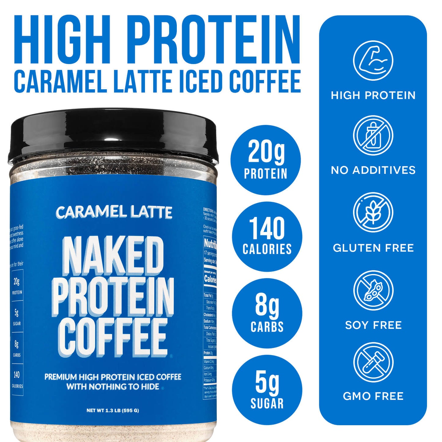 Caramel Latte Protein Iced Coffee - Caramel Latte for Easy Mixing at Home or On the Go