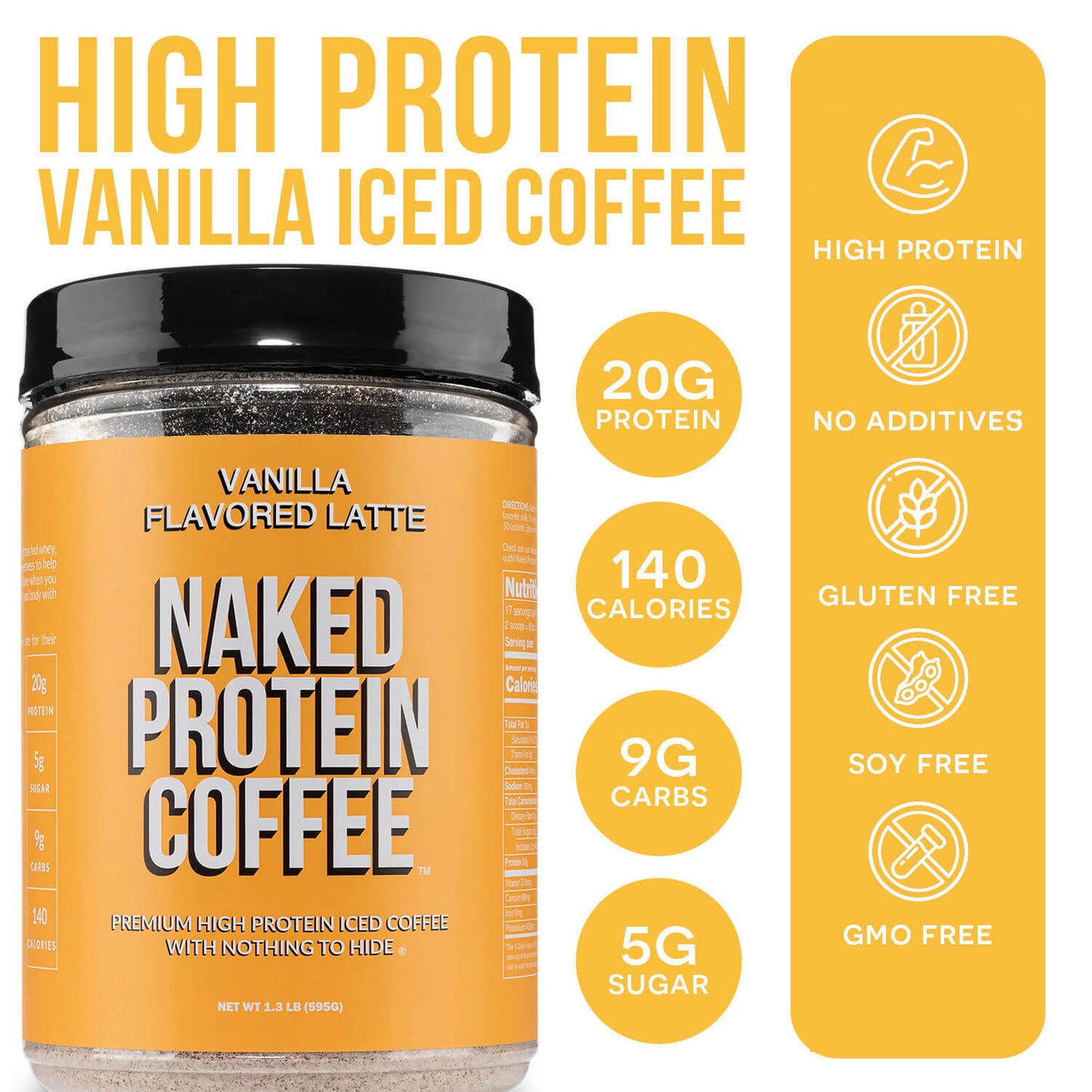 Vanilla Latte Protein Iced Coffee - Vanilla Latte for Easy Mixing at Home or On the Go