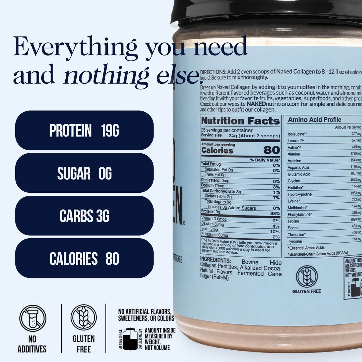 Chocolate Collagen Peptides Powder - Chocolate Collagen Peptides for Easy Mixing at Home or On the Go