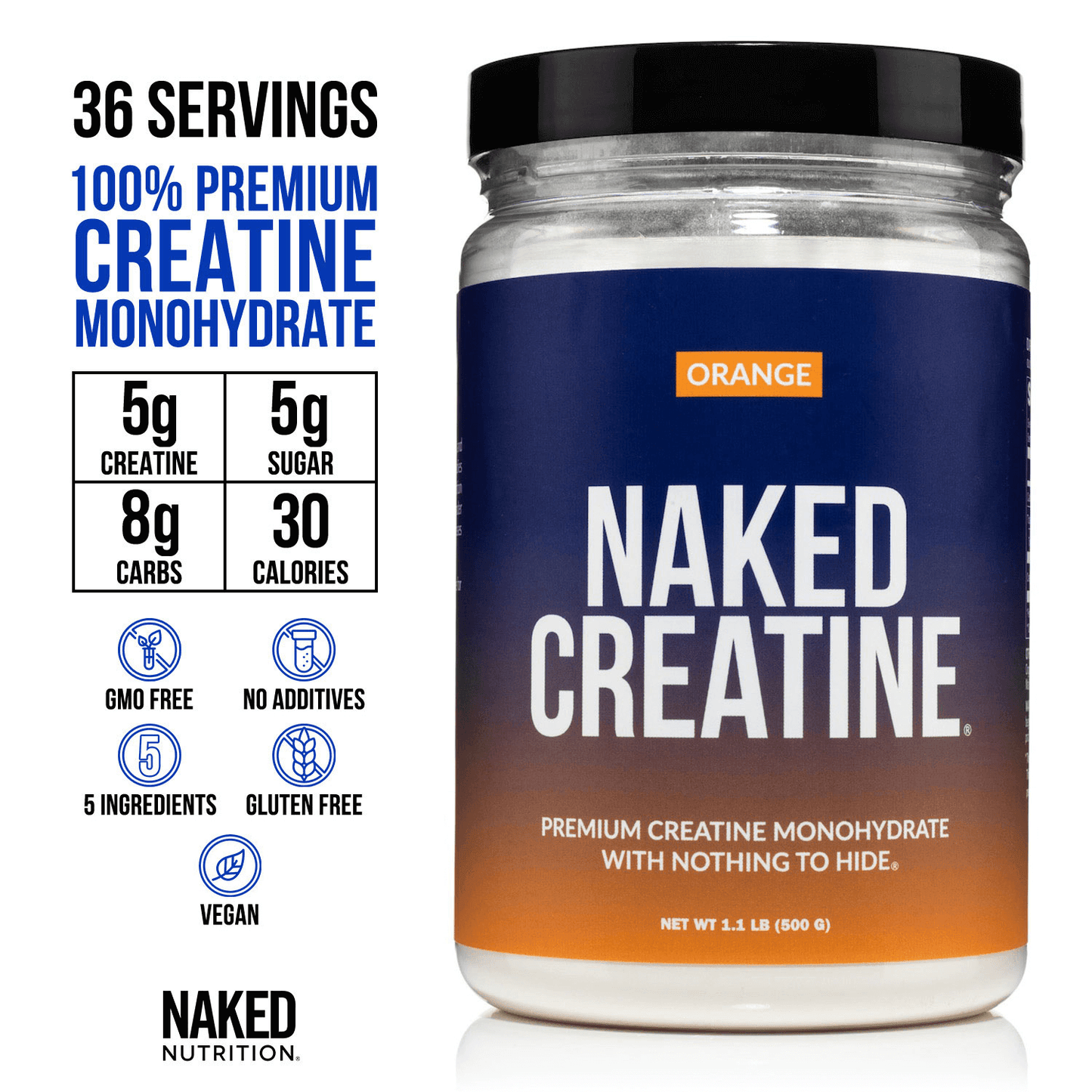 Orange Creatine Monohydrate Powder - Orange for Flexible Active-Nutrition Use