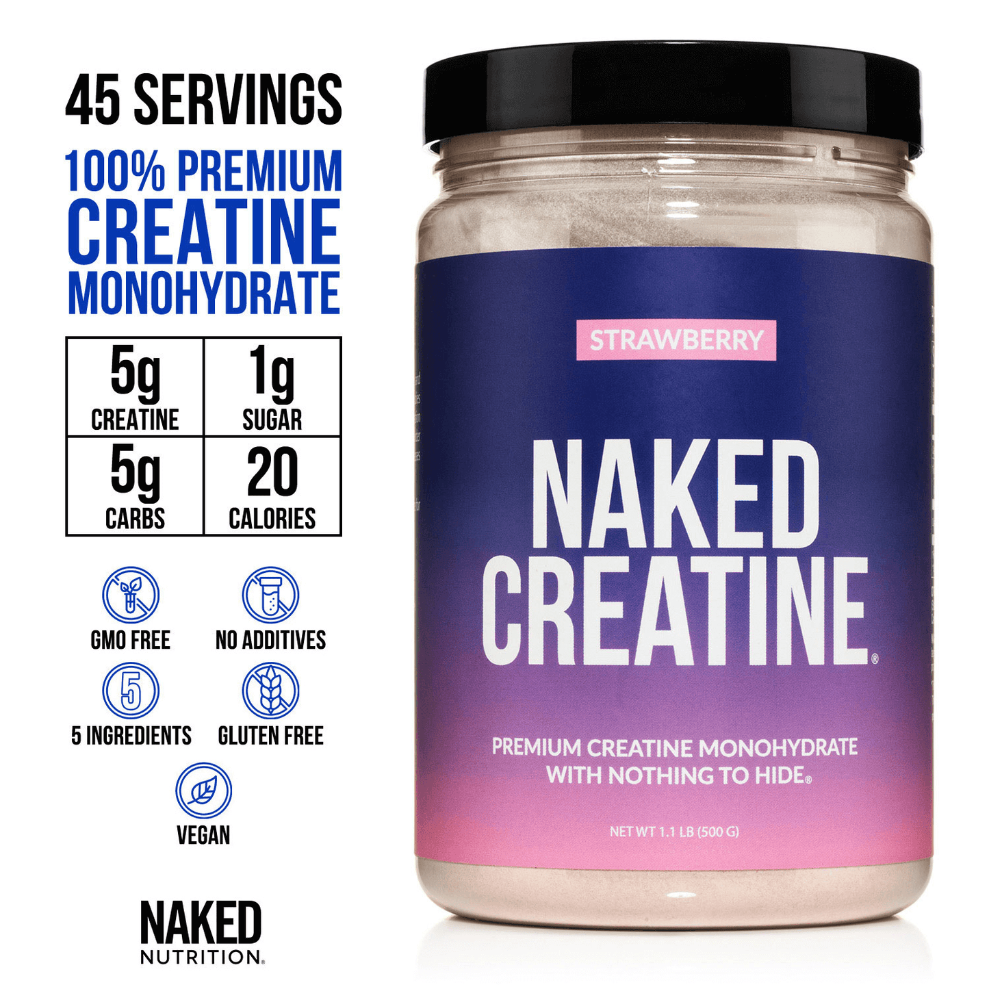Strawberry Creatine Monohydrate Powder - Strawberry for Flexible Active-Nutrition Use