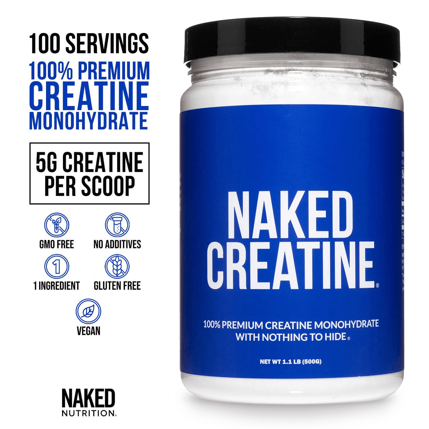 Creatine Monohydrate Powder - Unflavored - Standard Size for Flexible Active-Nutrition Use