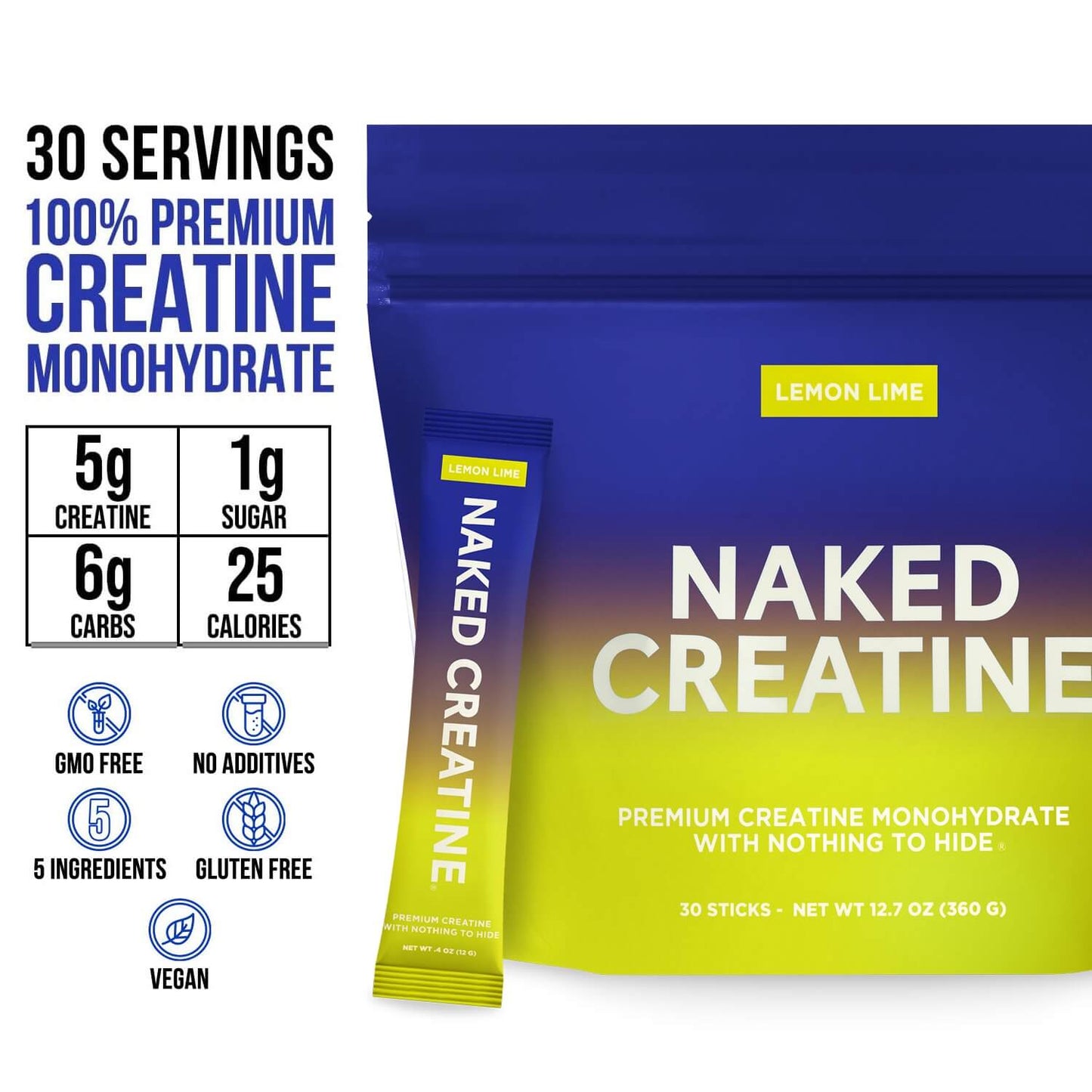 Lemon Lime Creatine Travel Packs - Lemon Lime Sticks for Flexible Active-Nutrition Use