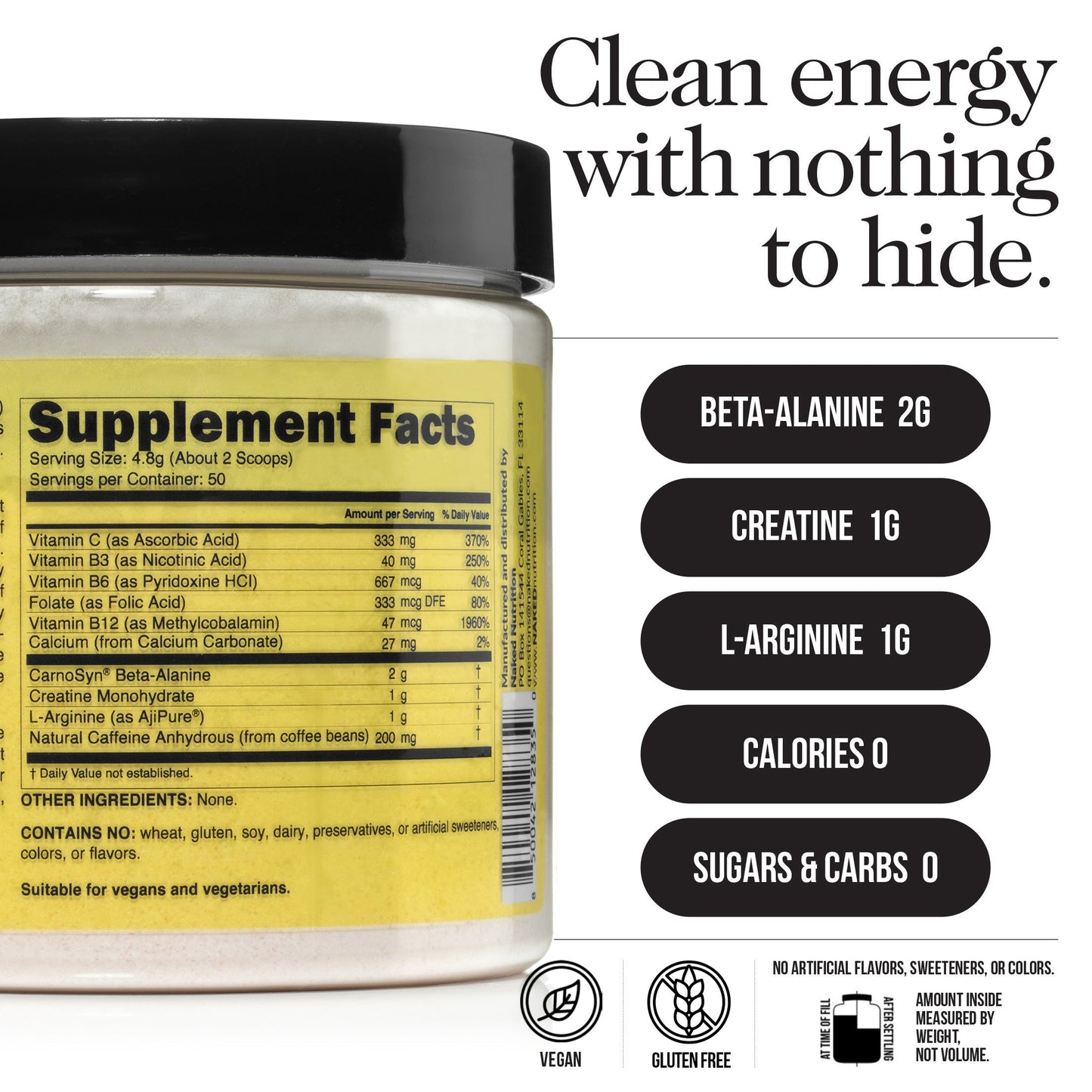 Pre Workout Supplement - Unflavored for Flexible Active-Nutrition Use