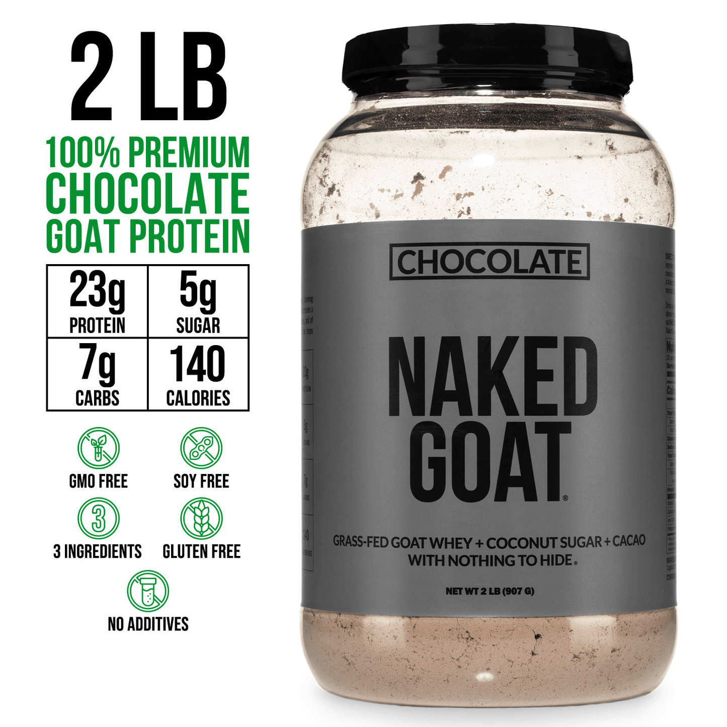 Chocolate Goat Whey Protein Powder - Chocolate with a Straightforward Protein Formula