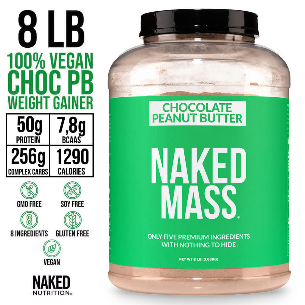 Chocolate Peanut Butter Vegan Mass Gainer Supplement - Chocolate PB (Vegan) for Blending into Daily Nutrition Shakes