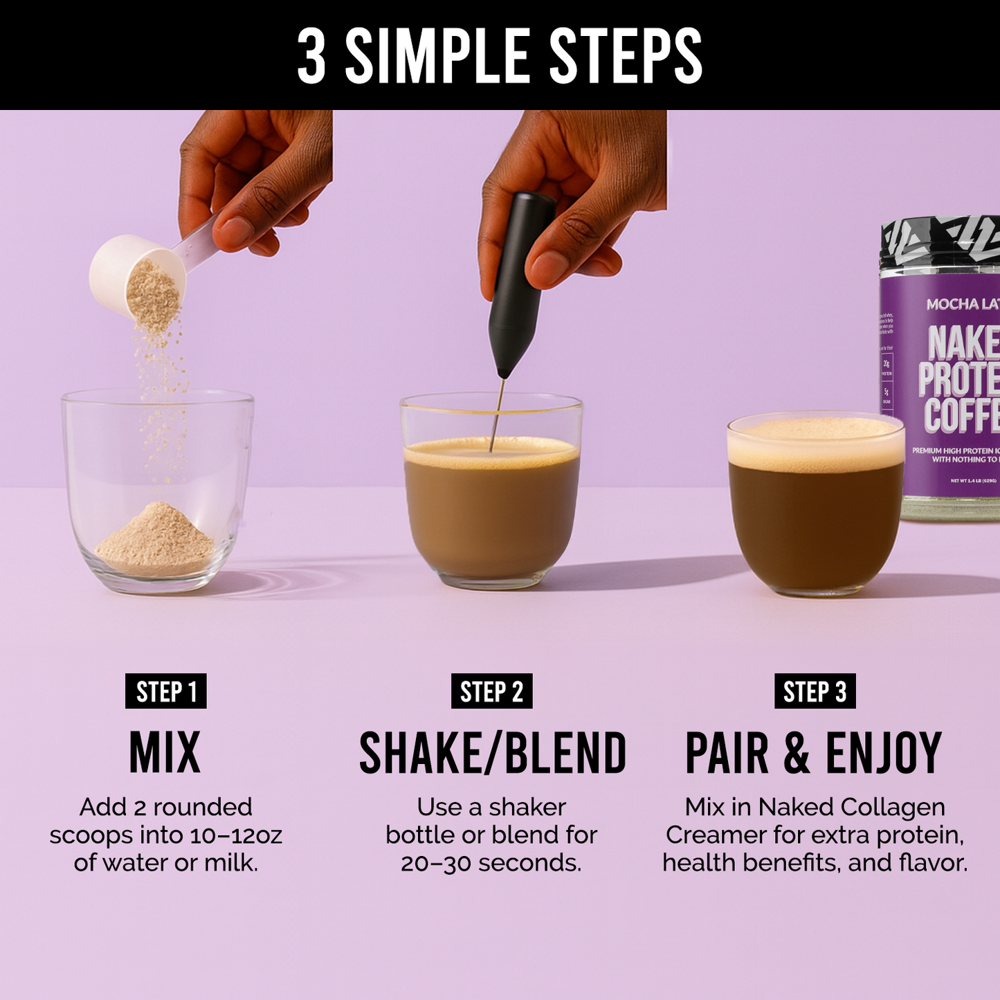 Mocha Latte Protein Iced Coffee - Mocha Latte for Easy Mixing at Home or On the Go
