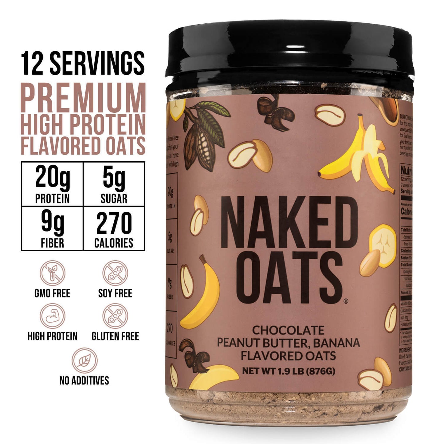 Chocolate Peanut Butter Banana Protein Oats - Chocolate PB Banana with an Easy-Prep Protein Oat Formula