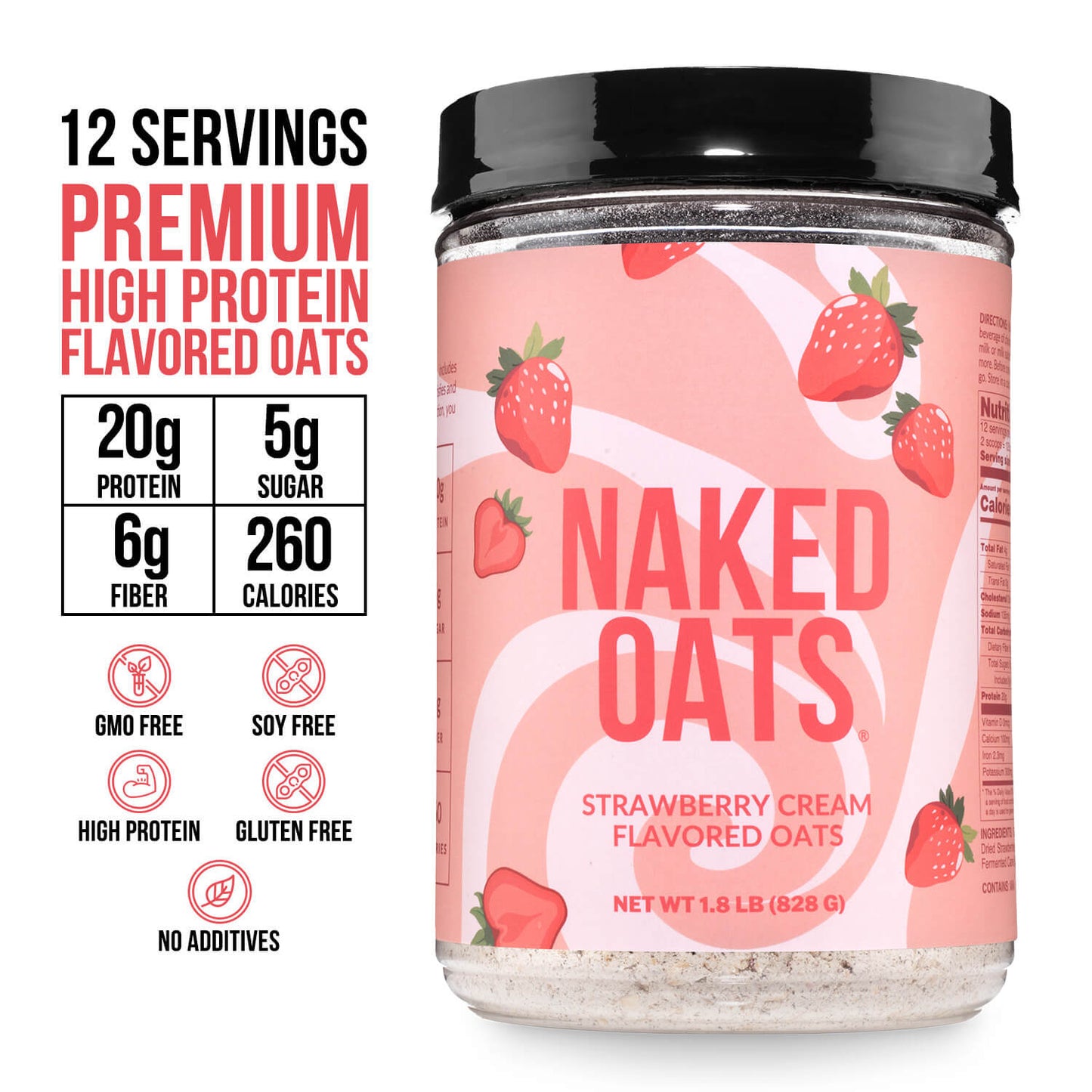 Strawberry Cream Protein Oats - Strawberry Cream with an Easy-Prep Protein Oat Formula