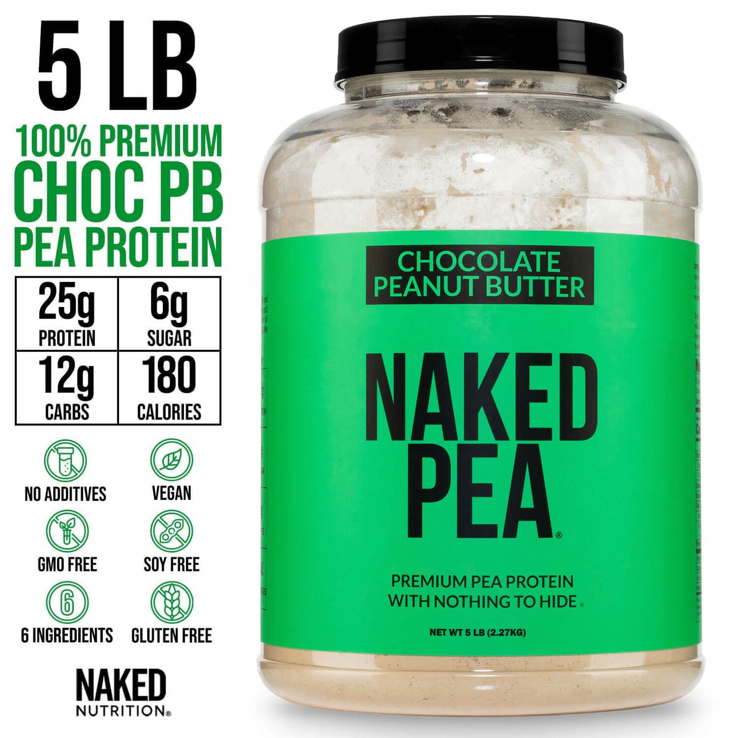 Chocolate Peanut Butter Pea Protein Powder - Chocolate PB - Chocolate Formula with a Straightforward Protein Formula