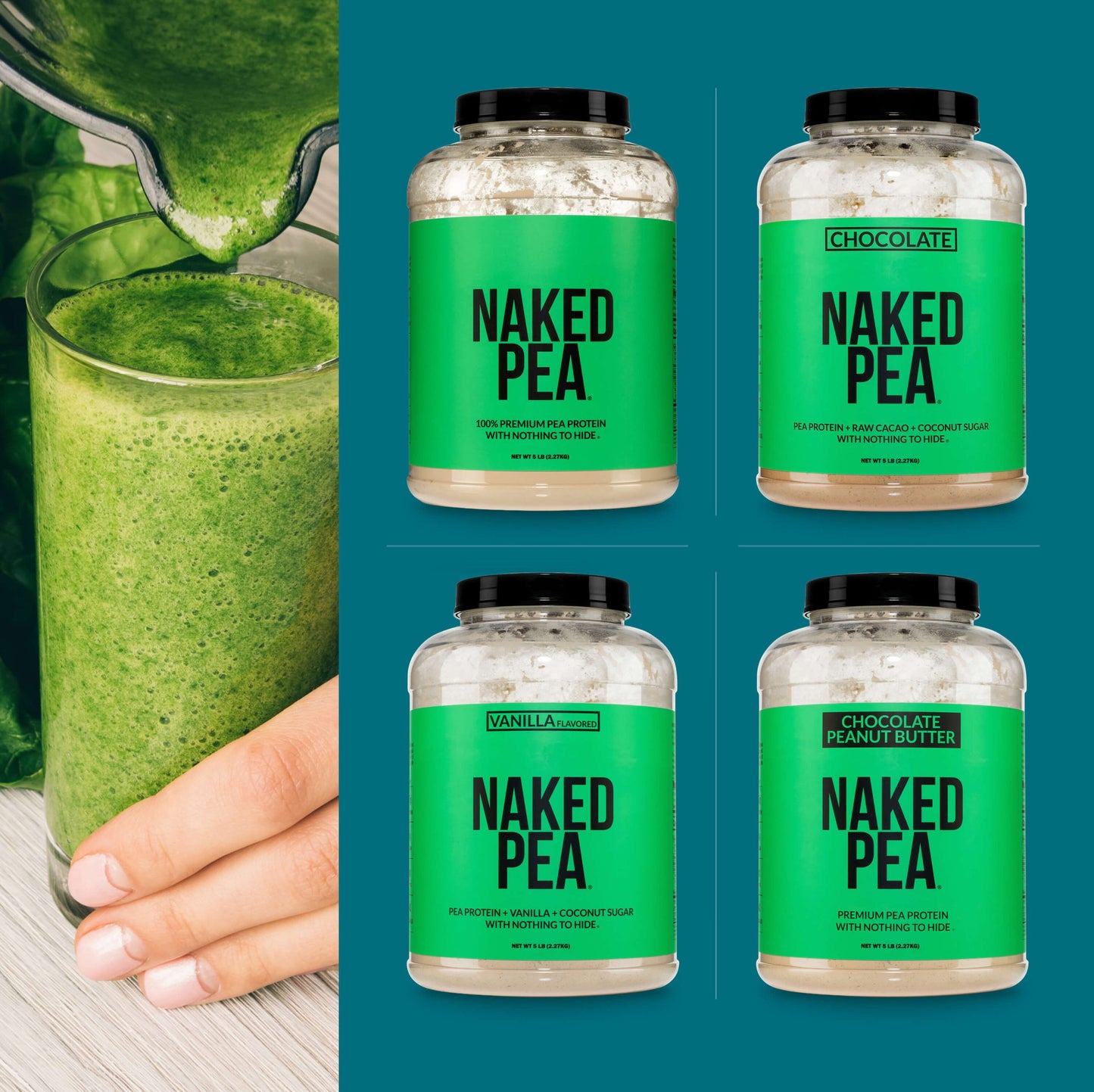Chocolate Peanut Butter Pea Protein Powder - Chocolate PB - Chocolate Formula with a Straightforward Protein Formula