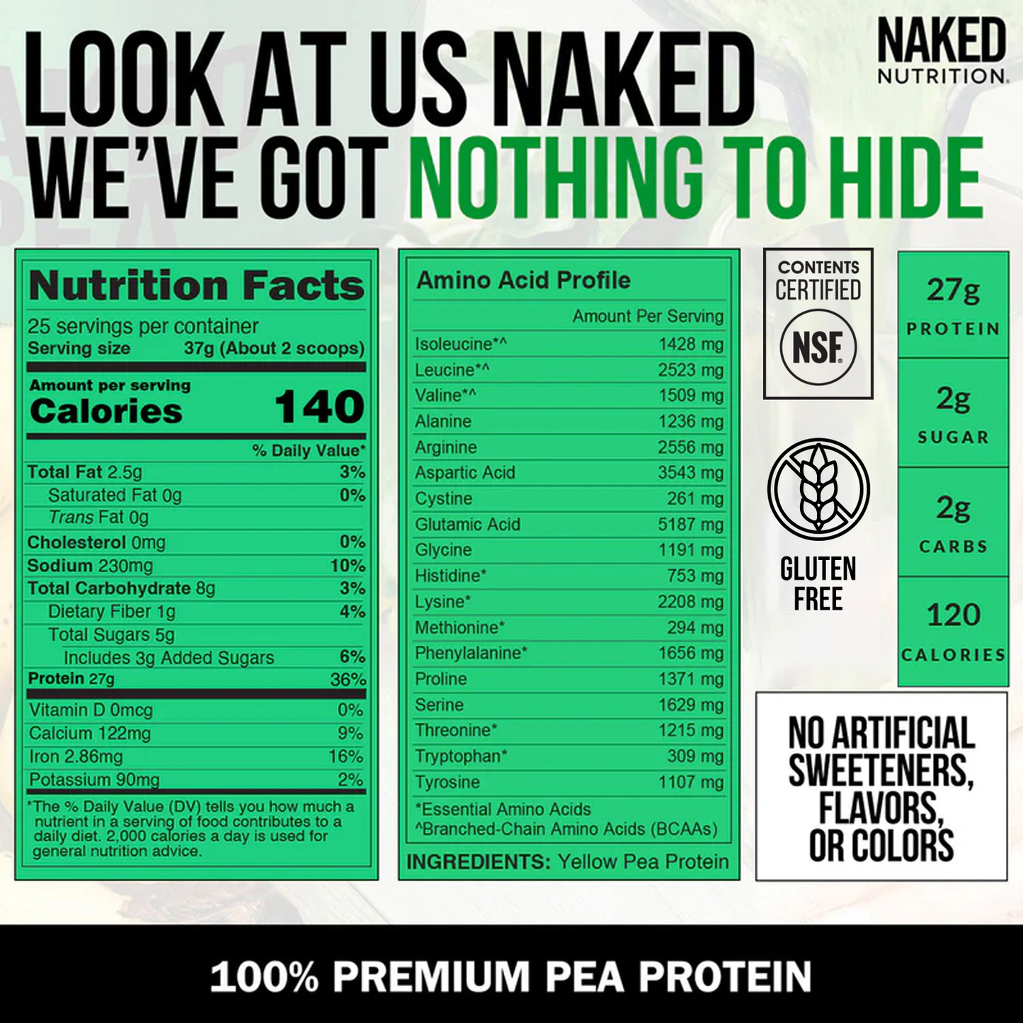 Pea Protein Powder - Unflavored - Standard Size with a Straightforward Protein Formula
