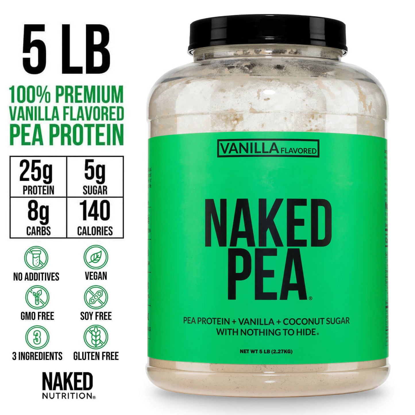 Vanilla Pea Protein Powder - Vanilla - Bulk Size with a Straightforward Protein Formula