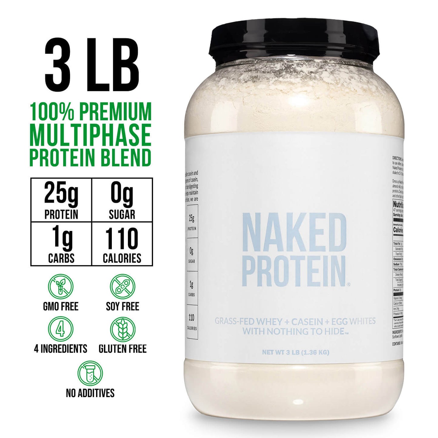 Protein Powder Blend - 3LB Egg Whey & Casein Protein Blend - 3LB with a Straightforward Protein Formula