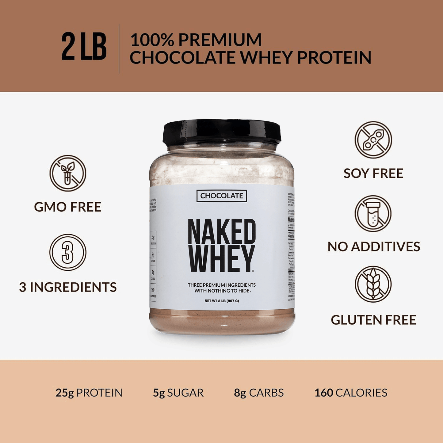 Chocolate Whey Protein Powder - Chocolate - Standard Size with a Straightforward Protein Formula