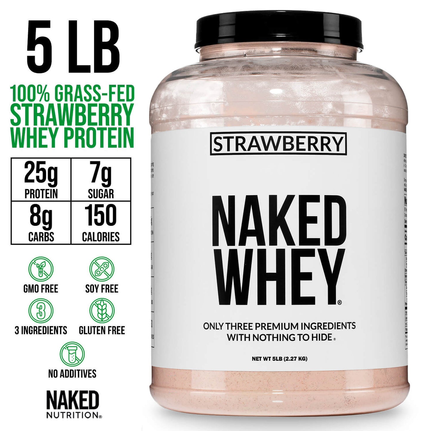 Strawberry Whey Protein Powder - Strawberry - Value Size with a Straightforward Protein Formula