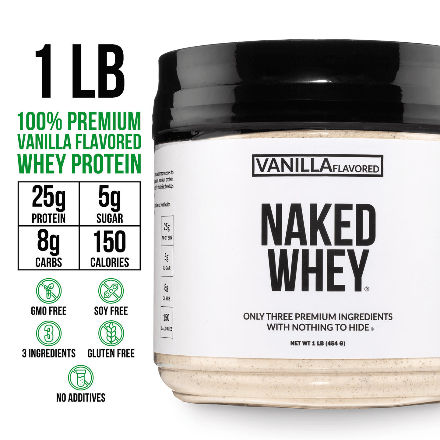 Vanilla Whey Protein Powder 1lb - Vanilla with a Straightforward Protein Formula