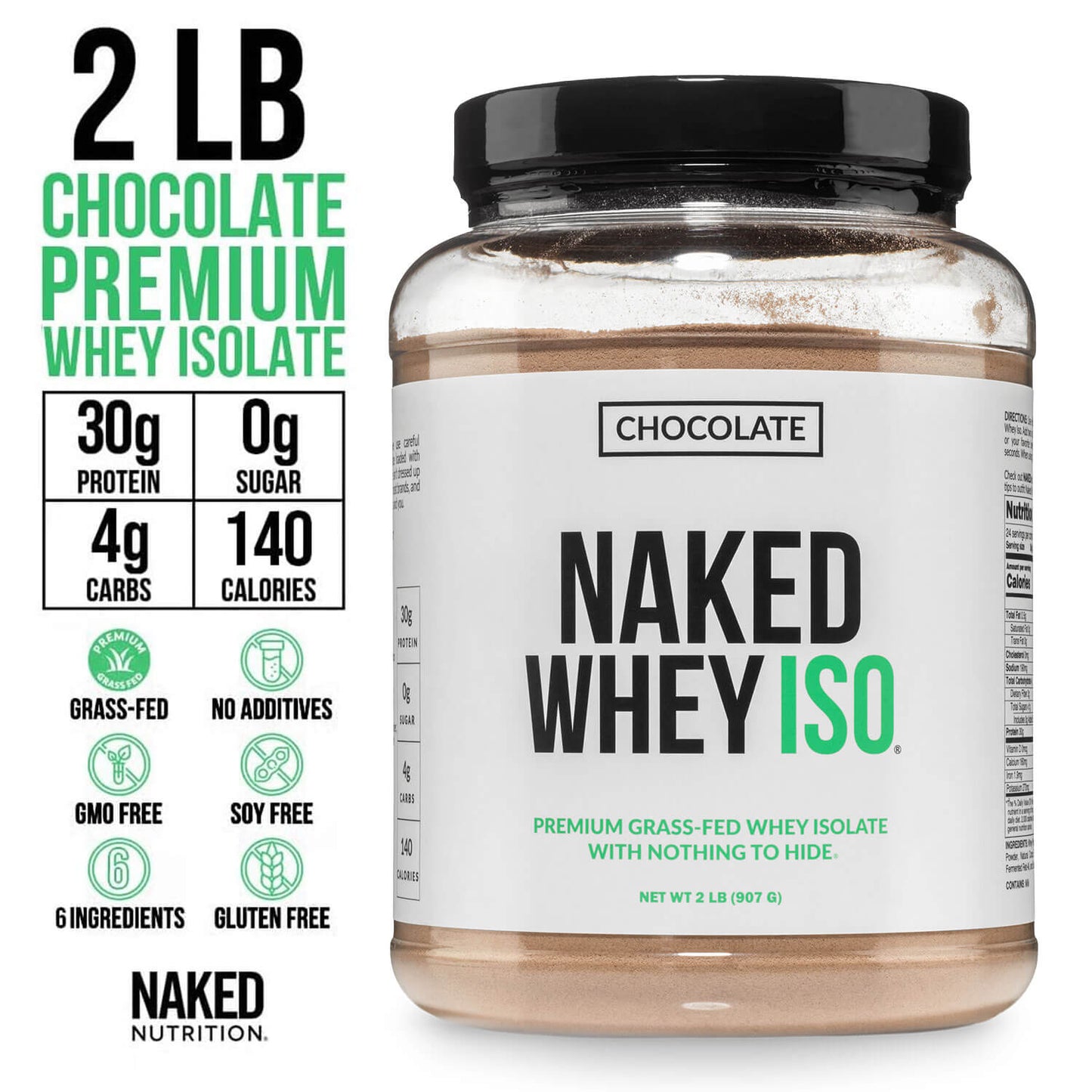 Chocolate Grass-Fed Whey Isolate Protein Powder - Chocolate with a Straightforward Protein Formula