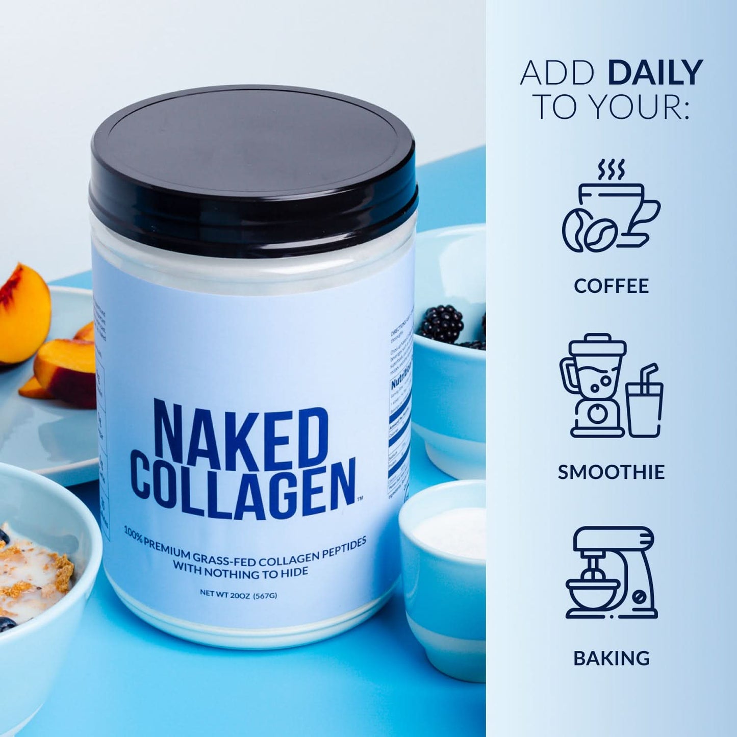 Chocolate Collagen Peptides Powder - Chocolate Collagen Peptides for Easy Mixing at Home or On the Go