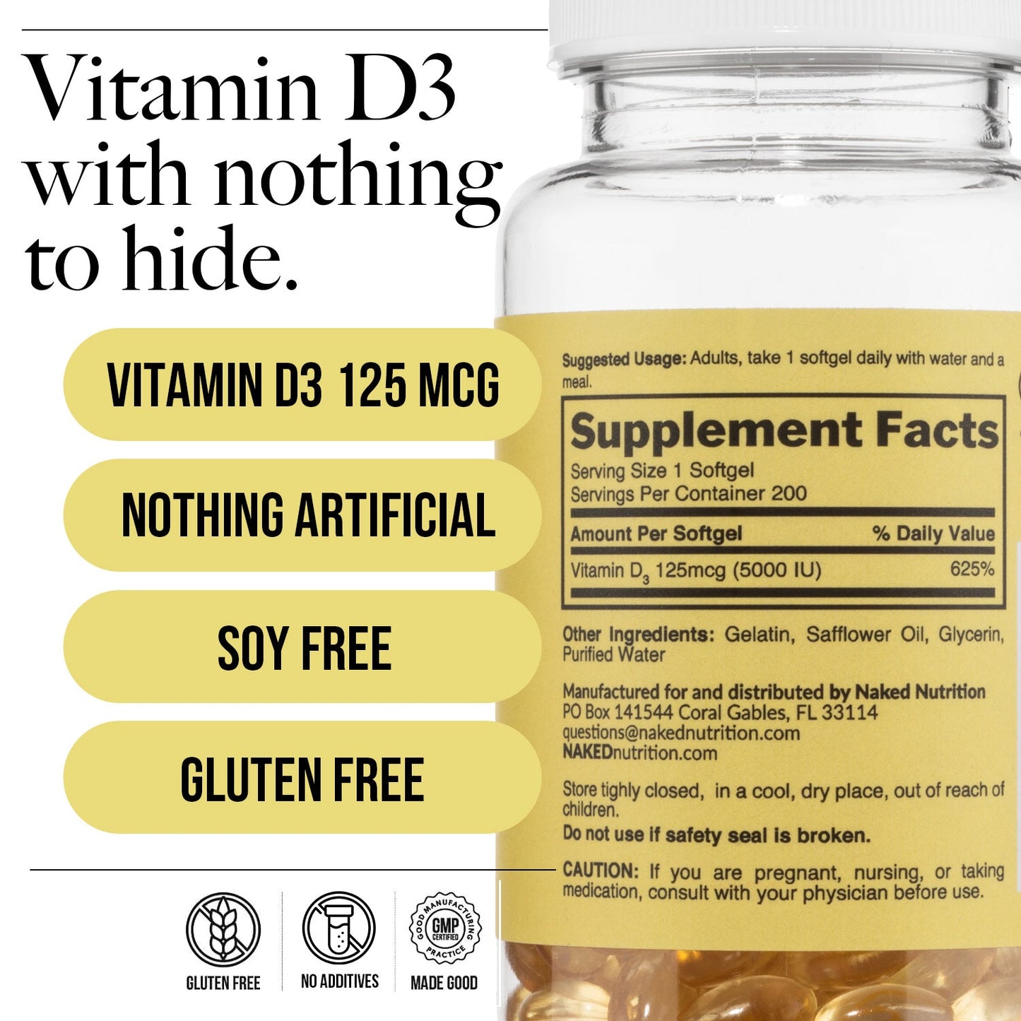 Daily Vitamin D3 Supplement - Vitamin D3 with a Practical Nutrition Supplement Format
