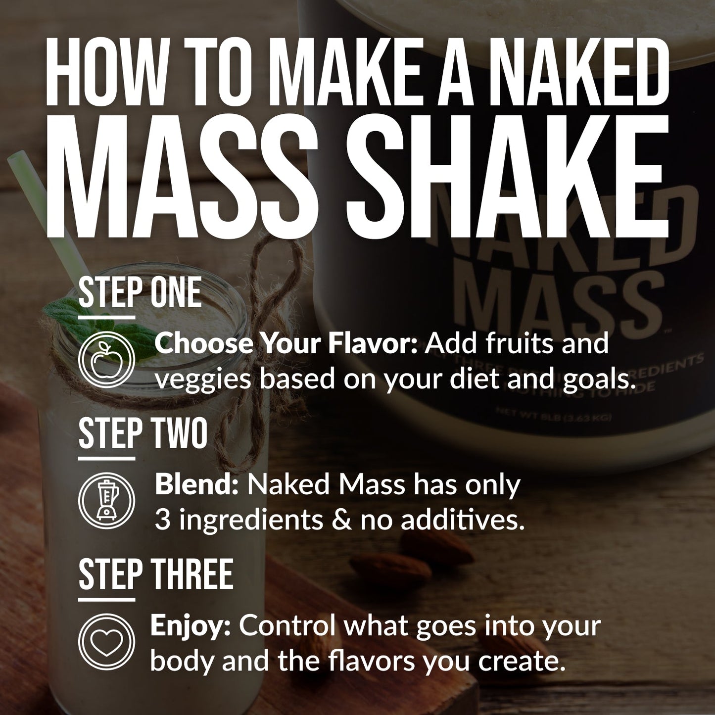 Mass Gainer Protein Supplement - Unflavored for Blending into Daily Nutrition Shakes