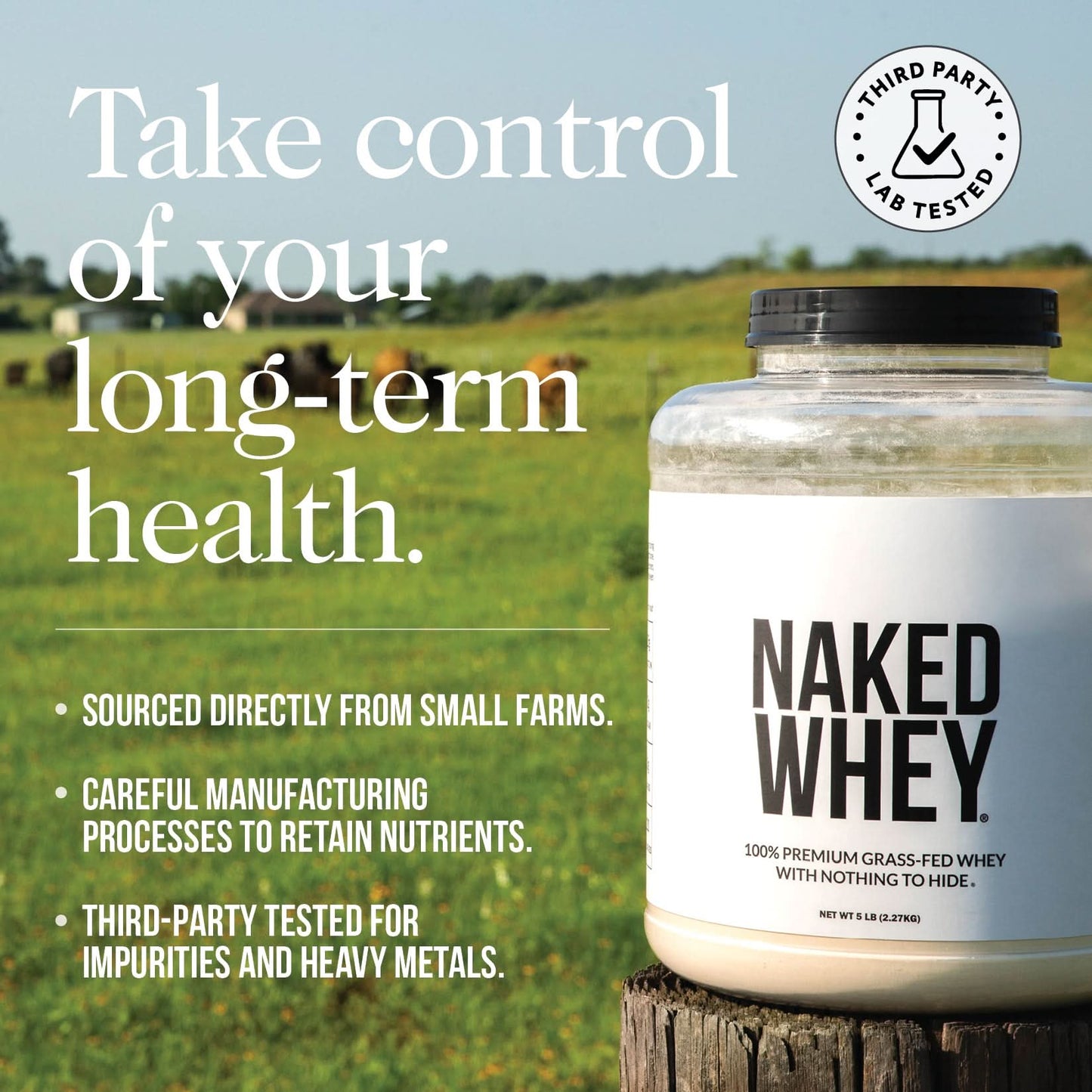 Grass Fed Whey Protein Powder - Unflavored - Bulk Size with a Straightforward Protein Formula