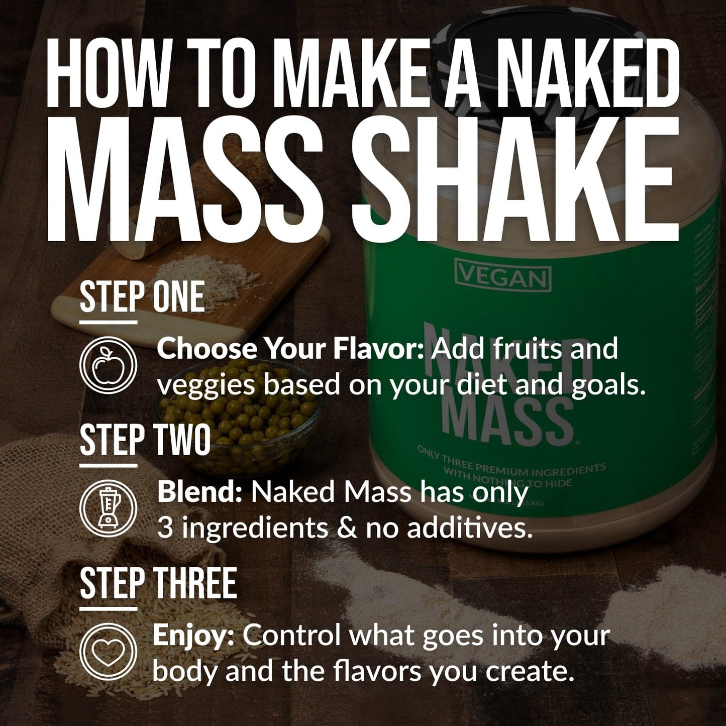 Vegan Mass Gainer Supplement - Unflavored (Vegan) 12LB for Blending into Daily Nutrition Shakes