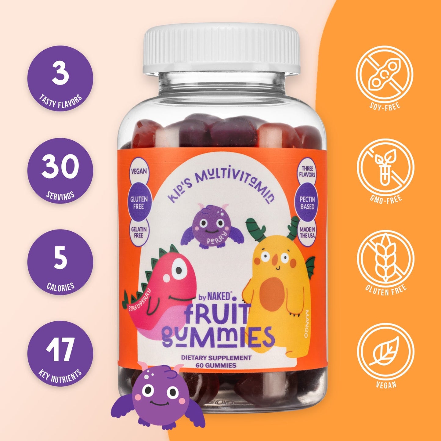 Kids Multivitamin Gummies with a Practical Nutrition Supplement Format